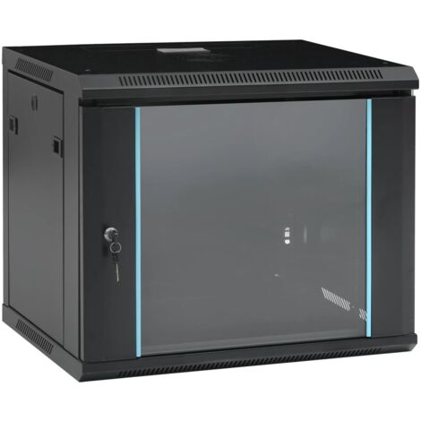 Vidaxl – Coffret de communication mural 9U 19' IP20 600x450x510 mm – Acier laminé à froid – Porte en verre trempé verrouillable – Capacité 70 kg