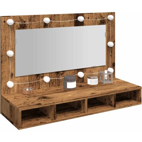 Armoire à miroir avec LED vieux bois 90x31,5x62 cm vidaXL
