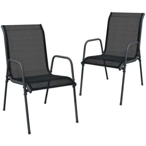 Chaises de jardin lot de 2 Acier et textilène Noir vidaXL