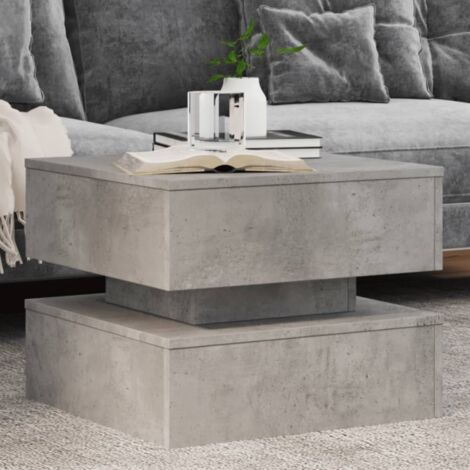Vidaxl – Table basse fixe avec lumières LED – Gris béton – 50x50x40 cm – Bois d'ingénierie résistant à l'humidité – Capacité 60 kg