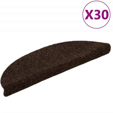 vidaXL Tapis d'escalier auto-adhésifs 30 pcs marron 56x17x3 cm