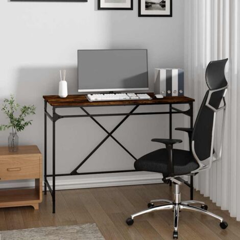 Bureau chêne fumé 100x50x75 cm bois d'ingénierie et fer vidaXL (1/5)