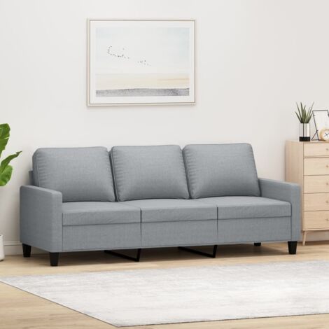 Vidaxl – Canapé droit 3 places gris clair 180 cm – Tissu durable et respirant – Cadre en métal robuste – Confort optimal avec accoudoirs rembourrés