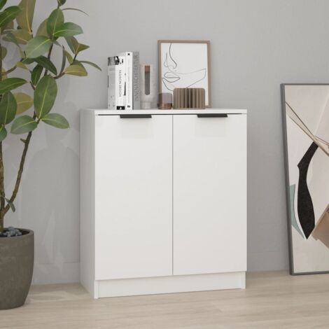 Vidaxl – Buffet blanc 60x30x70 cm en bois d'ingénierie – Charme minimaliste – Facile à nettoyer – Dispositif de fixation murale inclus (1/5)