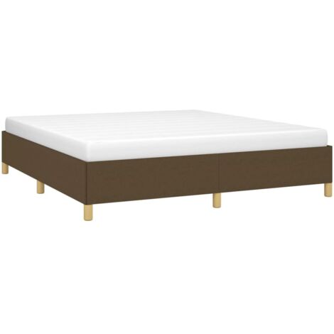 Cadre de lit à ressorts marron foncé 160x200 cm tissu vidaXL