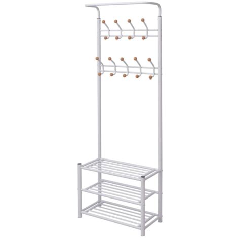 Vidaxl – Porte-manteau avec rangement de chaussures 68x32x182,5cm – Blanc – Étagères robustes pour chaussures – Design élégant pour intérieur (1/5)