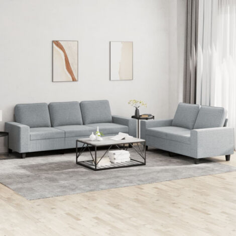 Vidaxl – Canapé droit 2 places gris clair en tissu – Structure en contreplaqué et métal – Confort optimal avec accoudoirs rembourrés (1/6)
