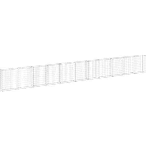 Vidaxl – Mur en gabion acier galvanisé 900x30x100 cm – Couvercles inclus – Pour murs de soutènement en roches – Grande capacité de charge