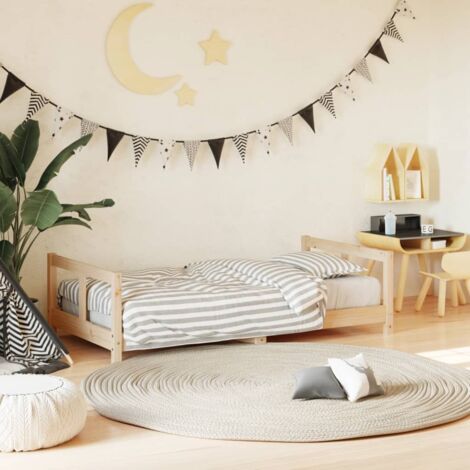 Vidaxl – Cadre de lit pour enfant 80x160 cm en bois de pin massif – Lattes robustes pour soutien ferme – Design bas pour accès facile