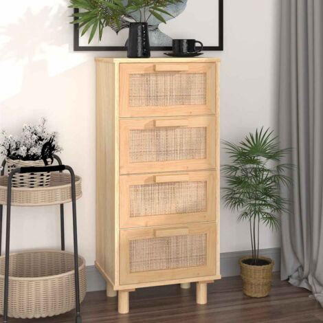 Buffet Marron 40x30x90 cm Bois de pin massif et rotin naturel vidaXL