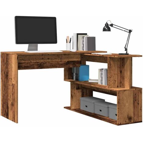 vidaXL Bureau d'angle vieux bois 200,5x50x76 cm bois d'ingénierie