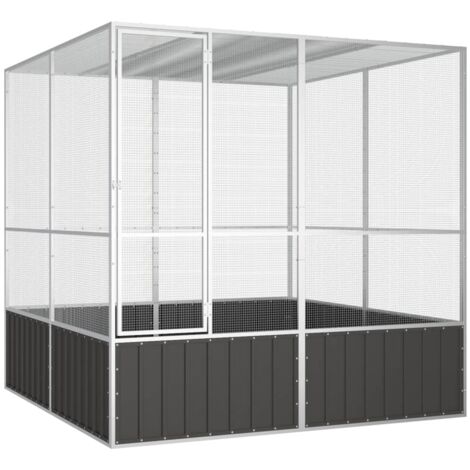 Vidaxl – Cage à oiseaux anthracite 213,5x217,5x211,5 cm – Acier galvanisé – Grande porte 48x152,5 cm – Volière pour oiseaux