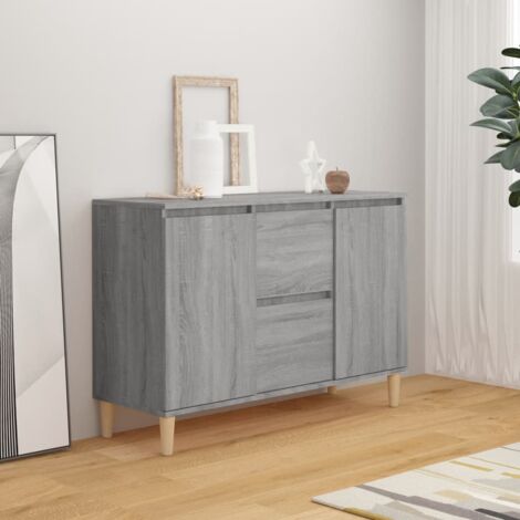 Vidaxl – Buffet Sonoma gris 101x35x70 cm – Bois d'ingénierie – 2 tiroirs et 2 portes – Résistant à l'humidité – Surface lisse et facile à nettoyer