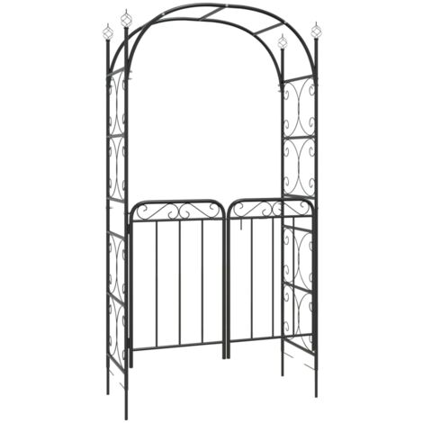vidaXL Arche de jardin avec portail noir 108x45x235 cm acier (1/6)