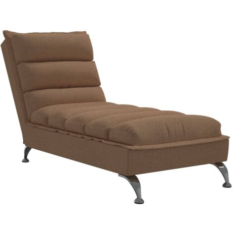 Vidaxl – Chaise longue marron avec coussins – Tissu polyester, contreplaqué, acier chromé – Dimensions 133,5 x 56 x 74 cm – Capacité 110 kg