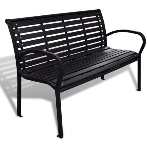 Vidaxl – Banc de jardin 125 cm en acier et WPC noir – Résistant aux intempéries – Capacité 3 personnes – Dimensions 125 x 60,5 x 80,5 cm