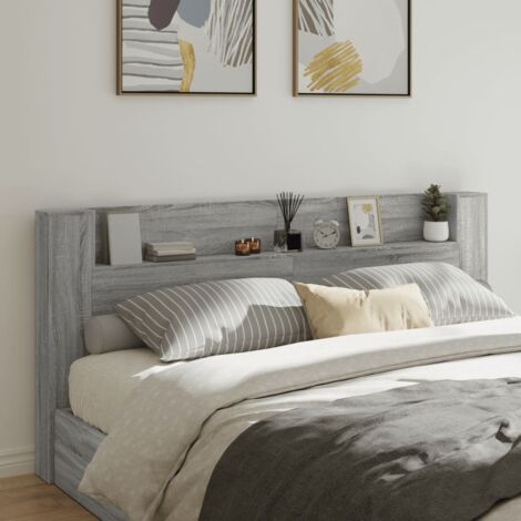 Armoire tête de lit avec LED sonoma gris 220x16,5x103,5 cm vidaXL