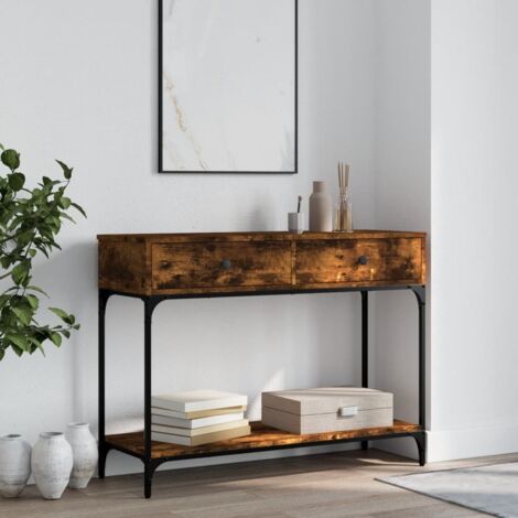 Table console chêne fumé 100x34,5x75 cm bois d'ingénierie vidaXL