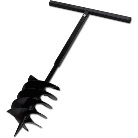 Vidaxl – Tarière manuelle 1m avec mèche de 200 mm – Acier noir – Pour sols durs et terrains accidentés – Confort de prise en main