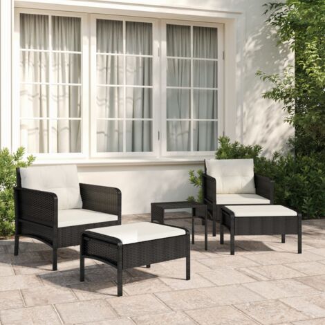 vidaXL Salon de jardin 5 pcs avec coussins Noir Résine tressée (1/5)