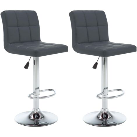 Tabourets de bar Lot de 2 - Tabourets Hauts - Chaises Fauteuil de bar gris similicuir vidaXL (1/5)