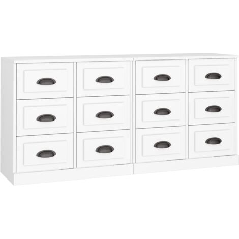 Vidaxl – Buffet 2 pcs blanc bois d'ingénierie – Grand espace de rangement – Résistant à l'humidité – Style classique intemporel (1/6)