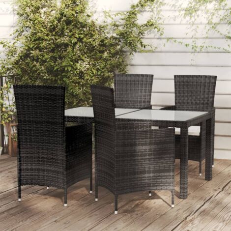 Ensemble à manger d'extérieur 5pcs avec coussins Résine tressée vidaXL