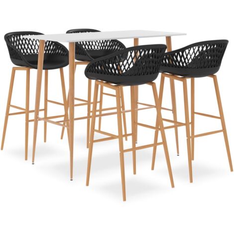 Ensemble de bar 5 pcs Blanc et noir vidaXL