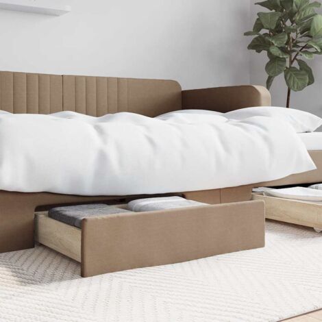 Tiroirs de lit 2 pcs cappuccino bois d'ingénierie et similicuir vidaXL (1/5)
