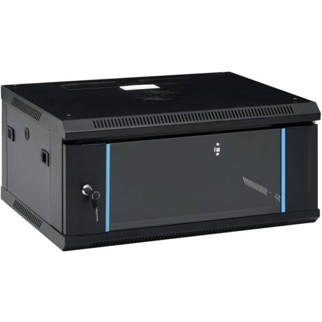 Vidaxl – Coffret de communication 4U 19" IP20 – Acier laminé à froid – Dimensions 600x450x285 mm – Panneaux latéraux amovibles – Porte en verre trempé