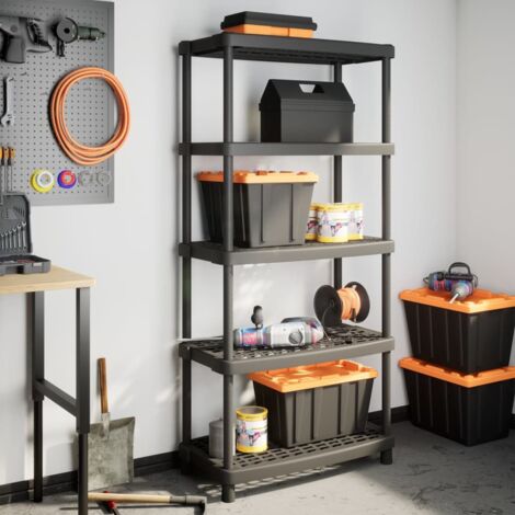 vidaXL Étagère de rangement à 5 niveaux noir 93,5x45,5x194,5 cm PP (1/5)