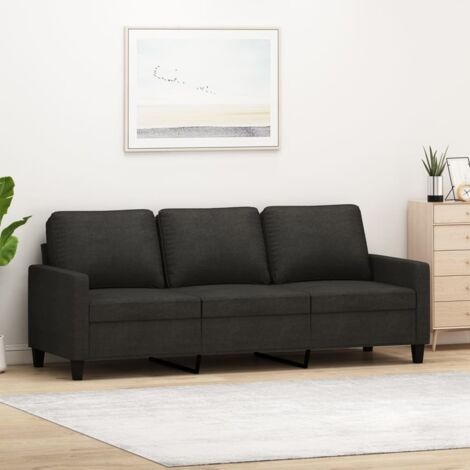 Vidaxl – Canapé droit 3 places noir 180 cm – Tissu polyester durable – Confort optimal avec assises rembourrées – Design moderne et élégant