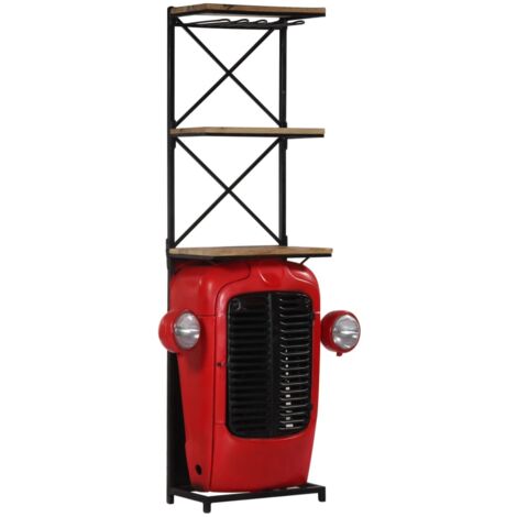 Vidaxl – Cave à vin tracteur 49x31x172 cm – Bois de manguier solide – 9 bouteilles – 2 étagères – Finition polie et laquée