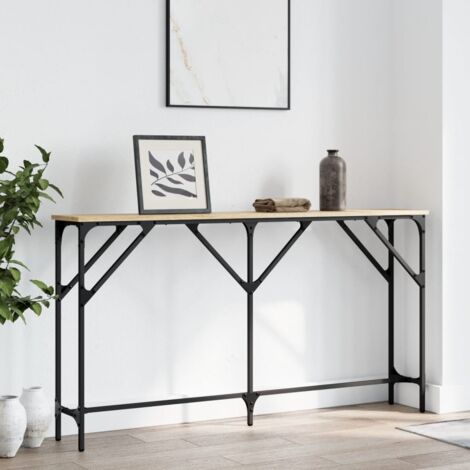 Vidaxl – Table console chêne sonoma 140x23x75 cm – Bois d'ingénierie – Surface lisse résistante à l'humidité – 5 pieds réglables pour stabilité