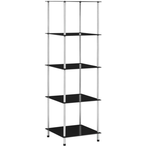 vidaXL Étagère 5 niveaux Noir 40x40x130 cm Verre trempé (1/5)