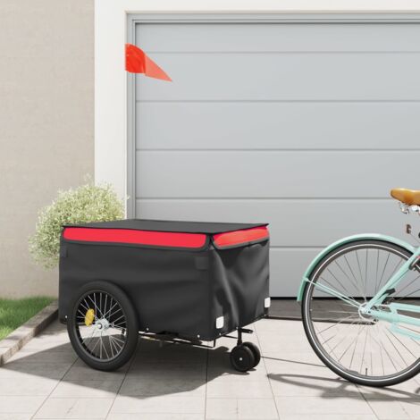 Remorque de vélo noir et rouge 45 kg fer vidaXL