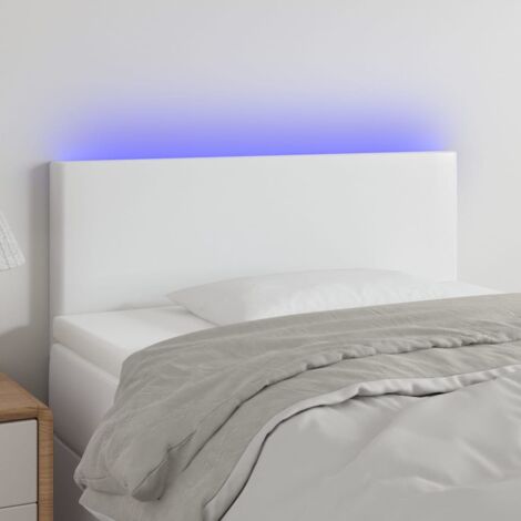 Vidaxl – Tête de lit à LED blanc 90x5x78/88 cm – Similicuir résistant aux taches – Réglable en hauteur – Bande LED flexible 55 cm
