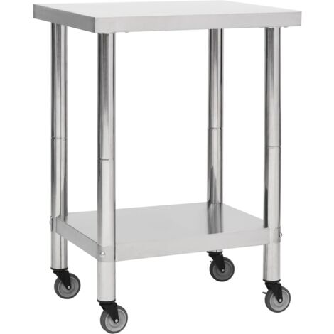 Table de travail de cuisine avec roues 60x45x85 cm Inox vidaXL