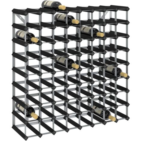 Vidaxl – Casier à bouteilles 72 bouteilles – Bois de pin massif noir – Dimensions 81x22,5x81 cm – Fixation murale incluse