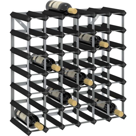 Vidaxl – Casier à bouteilles noir en bois de pin massif – 42 bouteilles – Dimensions 61,5 x 22,5 x 61,5 cm – Fixation murale incluse
