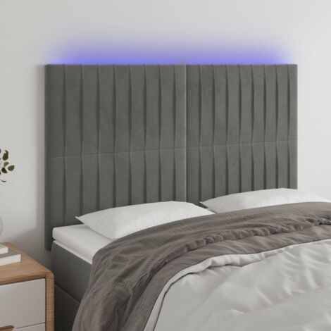 Tête de lit à LED Gris clair 144x5x118/128 cm Velours vidaXL