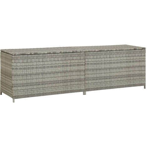 Vidaxl – Coffre de jardin résine tressée 200x50x60 cm – Cadre acier enduit de poudre – Résistant aux intempéries – Mécanisme de levage à gaz