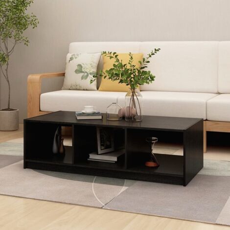 vidaXL Table basse noir 110x50x34 cm bois de pin massif (1/5)