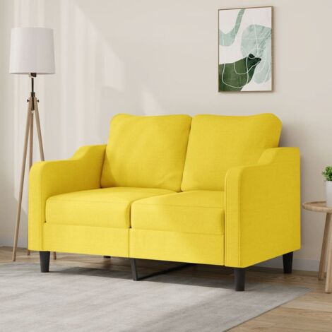 Canapé à 2 places Jaune clair 120 cm Tissu vidaXL (1/5)