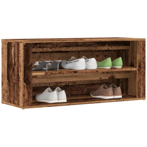 vidaXL Banc à chaussures vieux bois 100x35x45 cm bois d'ingénierie (1/7)