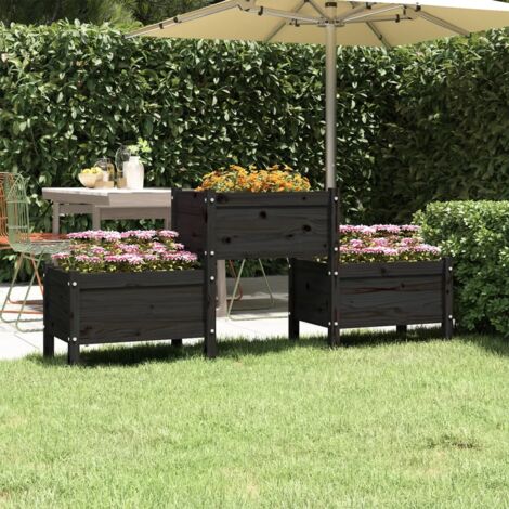 Jardinière Noir 178,5x44x75 cm Bois massif de pin vidaXL (1/5)