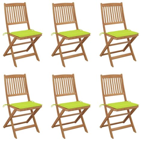Chaises pliables de jardin lot de 6 avec coussins Bois d'acacia vidaXL