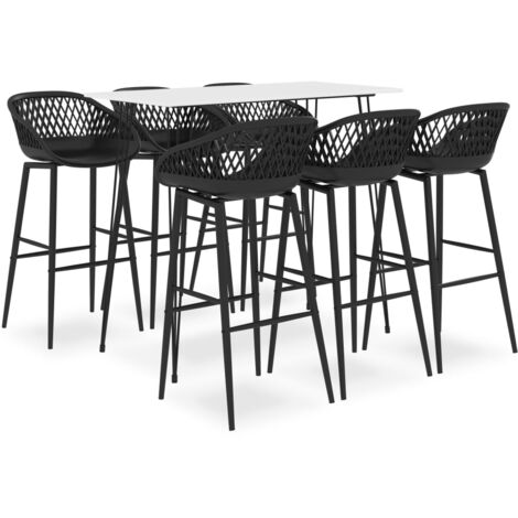 Ensemble de bar 7 pcs Blanc et noir vidaXL