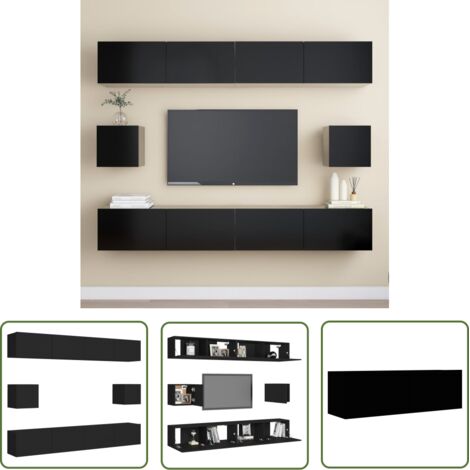 Ensemble de meubles TV 6 pcs Noir Bois d'ingénierie vidaXL (1/5)
