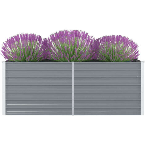 Vidaxl – Jardinière rectangulaire 160 x 80 x 45 cm – Acier galvanisé gris – Bordures repliées pour sécurité – Pour balcon et terrasse